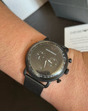 Emporio Armani Aviator Chronograph Black Dial Black Mesh Bracelet Watch For Men - AR11264 Authentic Buy Shop Now