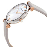 Emporio Armani Gianni T Bar Quartz Mother of Pearl Dial White Leather Strap Watch For Women - AR1965 Authentic Buy Shop Now