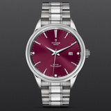 Tudor Style Automatic Burgundy Red Dial Silver Steel Strap Watch for Men - M12710-0015 Authentic Buy Shop Now