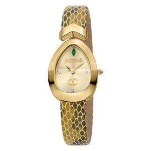 Just Cavalli Diversa Snake Gold Dial Brown Leather Strap Watch for Women - JC1L321L0035 Authentic Buy Shop Now