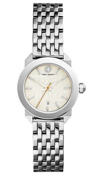 Tory Burch Whitney Ivory White Dial Silver Steel Strap Watch for Women - TBW8001 Authentic Buy Shop Now