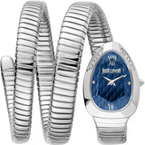 Just Cavalli Serpente Metallica Blue Dial Silver Steel Strap Watch for Women - JC1L224M0025 Authentic Buy Shop Now