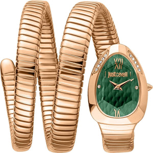 Just Cavalli Glam Evo 9 Green Dial Rose Gold Steel Strap Watch for Women - JC1L224M0055 Authentic Buy Shop Now
