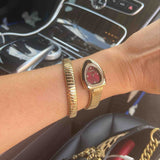 Just Cavalli Lady Snake Red Dial Gold Steel Strap Watch for Women - JC1L249M0025 Authentic Buy Shop Now