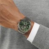 Hugo Boss Grand Prix Chronograph Green Dial Gunmetal Grey Steel Strap Watch for Men - 1514228 Authentic Buy Shop Now