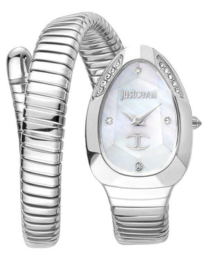 Just Cavalli Glam Evo 4 Mother of Pearl Dial Silver Steel Strap Watch for Women - JC1L229M0015 Authentic Buy Shop Now