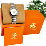 Tory Burch Whitney Ivory White Dial Silver Steel Strap Watch for Women - TBW8001 Authentic Buy Shop Now