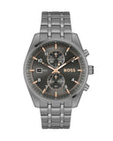 Hugo Boss Skytraveller Chronograph Gunmetal Grey Dial Grey Steel Strap Watch for Men - 1514153 Authentic Buy Shop Now