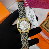 Tory Burch Classic Chronograph White Dial Grey Nylon Strap Watch for Women - TBW1035 Authentic Buy Shop Now