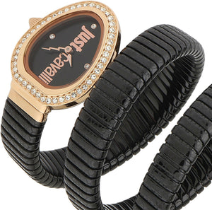 Just Cavalli Doppio Black Dial Black Steel Strap Watch for Women - JC1L163M0045 Authentic Buy Shop Now