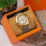 Tory Burch Classic Chronograph White Dial Grey Nylon Strap Watch for Women - TBW1035 Authentic Buy Shop Now