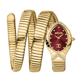 Just Cavalli Classico Lungo Red Dial Gold Steel Strap Watch for Women - JC1L248M0035 Authentic Buy Shop Now