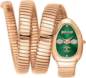Just Cavalli Cosenza Green Dial Rose Gold Steel Strap Watch for Women - JC1L232M0045 Authentic Buy Shop Now