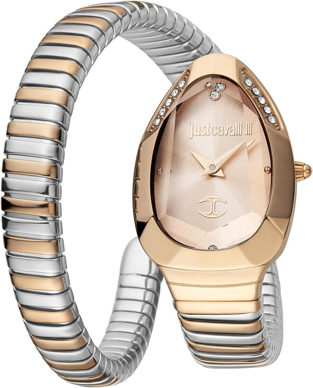 Just Cavalli Serpente Metallica Rose Gold Dial Two Tone Steel Strap Watch for Women - JC1L208M0075 Authentic Buy Shop Now