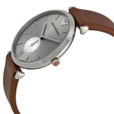 Emporio Armani Gianni Silver Dial Brown Leather Strap Watch for Men - AR1675 Authentic Buy Shop Now