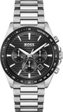 Hugo Boss Strike Chronograph Black Dial Silver Steel Strap Watch for Men - 1514290 Authentic Buy Shop Now