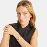 Tory Burch Oval White Dial Two Tone Steel Strap Watch for Women - TBW6033 Authentic Buy Shop Now