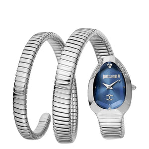 Just Cavalli Serpente Metallica Blue Dial Silver Steel Strap Watch for Women - JC1L209M0025 Authentic Buy Shop Now