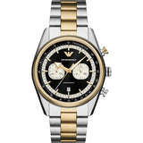 Emporio Armani Racer Chronograph Black Dial Two Tone Steel Strap Watch for Men - AR11678 Authentic Buy Shop Now