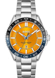 Hugo Boss Runner 3H Orange Dial Silver Steel Strap Watch for Men - 1514206 Authentic Buy Shop Now
