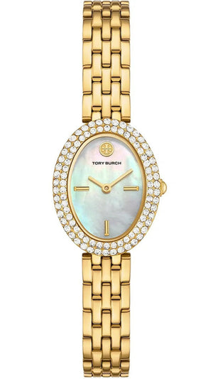 Tory Burch Oval Mother of Pearl Dial Gold Steel Strap Watch for Women - TBW6034 Authentic Buy Shop Now