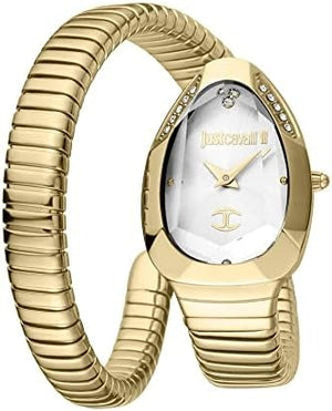 Just Cavalli Serpente Metallica White Dial Gold Steel Strap Watch for Women - JC1L208M0035 Authentic Buy Shop Now