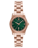 Emporio Armani Federica Analog Green Dial Rose Gold Steel Strap Watch for Women - AR11639 Authentic Buy Shop Now