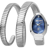 Just Cavalli Serpente Metallica Blue Dial Silver Steel Strap Watch for Women - JC1L209M0025