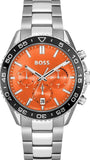 Hugo Boss Runner Chronograph Orange Dial Silver Steel Strap Watch for Men - 1514162 Authentic Buy Shop Now