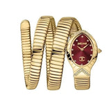 Just Cavalli Classico Lungo Red Dial Gold Steel Strap Watch for Women - JC1L248M0035 Authentic Buy Shop Now
