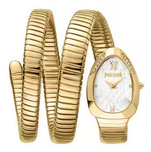 Just Cavalli Serpente Metallica White Dial Gold Steel Strap Watch for Women - JC1L224M0035 Authentic Buy Shop Now