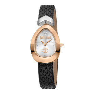 Just Cavalli Diversa Snake Silver Dial Black Leather Strap Watch for Women - JC1L321L0065 Authentic Buy Shop Now