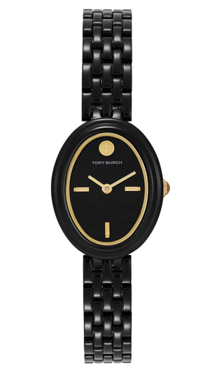 Tory Burch Oval Black Dial Black Steel Strap Watch for Women - TBW6035 Authentic Buy Shop Now