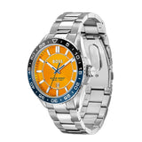 Hugo Boss Runner 3H Orange Dial Silver Steel Strap Watch for Men - 1514206 Authentic Buy Shop Now