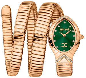 Just Cavalli Classico Lungo Green Dial Rose Gold Steel Strap Watch for Women - JC1L248M0045