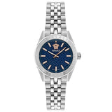 Versace V-Code Analog Blue Dial Silver Steel Strap Watch for Women - VE8I00324 Authentic Buy Shop Now