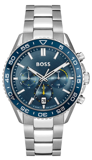 Hugo Boss Runner Chronograph Blue Dial Silver Steel Strap Watch for Men - 1514143 Authentic Buy Shop Now