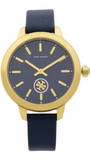 Tory Burch Collins Quartz Blue Dial Blue Leather Strap Watch for Women - TBW1203 Authentic Buy Shop Now