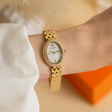 Tory Burch Oval Mother of Pearl Dial Gold Steel Strap Watch for Women - TBW6034 Authentic Buy Shop Now