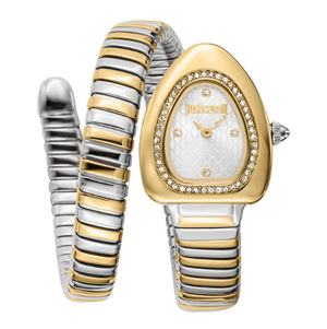 Just Cavalli Lady Snake Silver Dial Two Tone Steel Strap Watch for Women - JC1L249M0055 Authentic Buy Shop Now