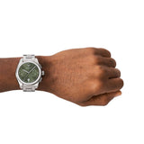Emporio Armani Federico Chronograph Green Dial Silver Steel Strap Watch for Men - AR11640 Authentic Buy Shop Now
