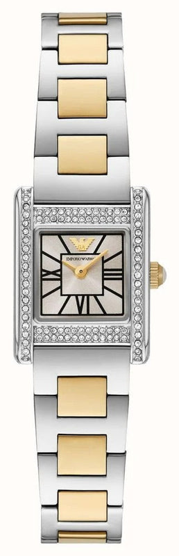 Emporio Armani Genni Crystals Silver Dial Two Tone Steel Strap Watch for Women - AR11704 Authentic Buy Shop Now