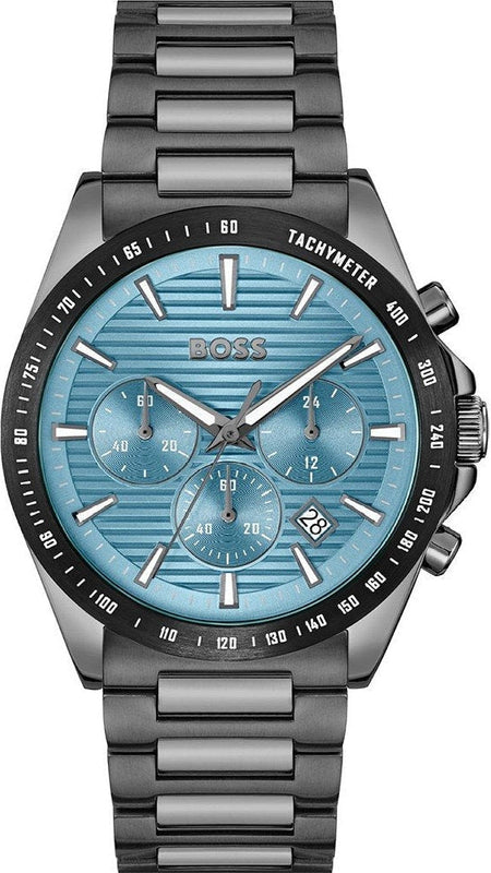 Hugo Boss Strike Chronograph Blue Dial Black Steel Strap Watch for Men - 1514242 Authentic Buy Shop Now