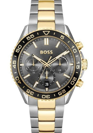 Hugo Boss Runner Chronograph Grey Dial Two Tone Steel Strap Watch for Men - 1514144 Authentic Buy Shop Now
