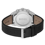 Hugo Boss Skytraveller Chronograph Silver Dial Black Leather Strap Watch for Men - 1514147 Authentic Buy Shop Now