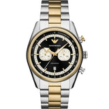 Emporio Armani Racer Chronograph Black Dial Two Tone Steel Strap Watch for Men - AR11678 Authentic Buy Shop Now
