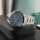 Hugo Boss Runner Chronograph Blue Dial Silver Steel Strap Watch for Men - 1514143 Authentic Buy Shop Now