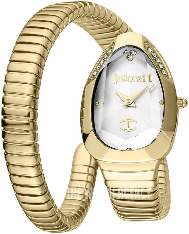 Just Cavalli Serpente Metallica White Dial Gold Steel Strap Watch for Women - JC1L208M0035 Authentic Buy Shop Now