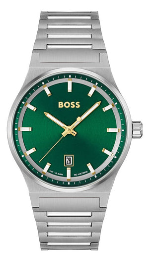 Hugo Boss Candor Green Dial Silver Steel Strap Watch for Men - 1514079 Authentic Buy Shop Now