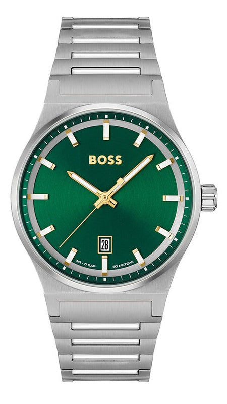Hugo Boss Candor Green Dial Silver Steel Strap Watch for Men - 1514079 Authentic Buy Shop Now